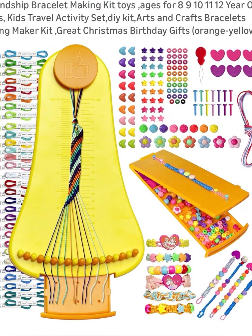 Friendship Bracelet Craft Kit with Pink, Purple & Yellow Threads
